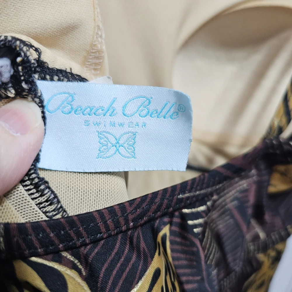 Beach Belle Swimwear Women's Pasadena Swimsuit Swim Dress Size 14 Brown Gold. - Picture 7 of 8